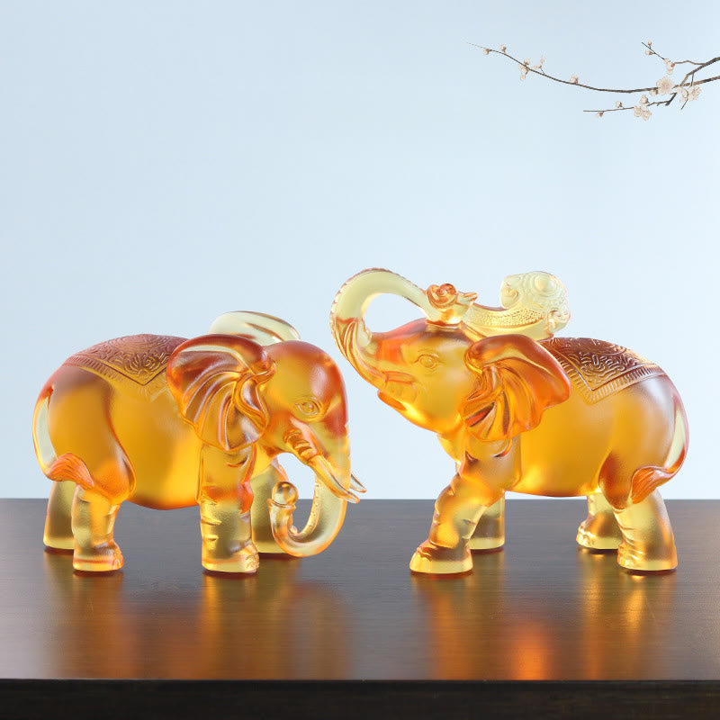 Buddha Stones, cristal amarillo Liuli, trompa de elefante, diseño de arriba abajo, fuerza, decoración del hogar - image 0