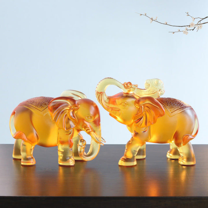 Buddha Stones, cristal amarillo Liuli, trompa de elefante, diseño de arriba abajo, fuerza, decoración del hogar - image 0