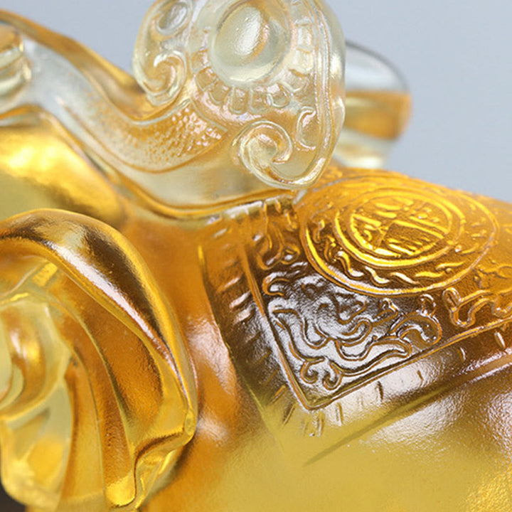 Buddha Stones, cristal amarillo Liuli, trompa de elefante, diseño de arriba abajo, fuerza, decoración del hogar - image 11