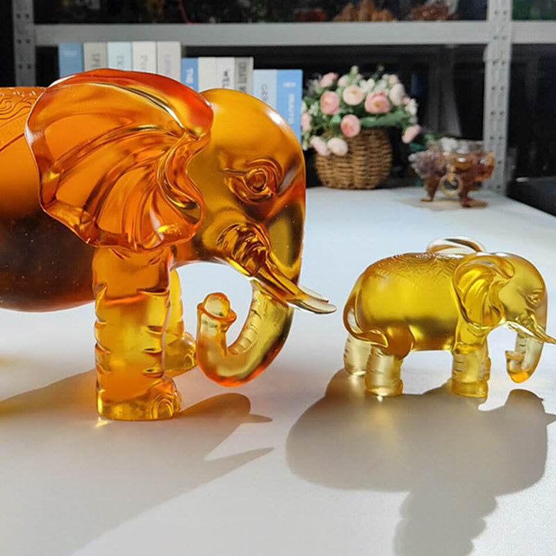 Buddha Stones, cristal amarillo Liuli, trompa de elefante, diseño de arriba abajo, fuerza, decoración del hogar - image 22