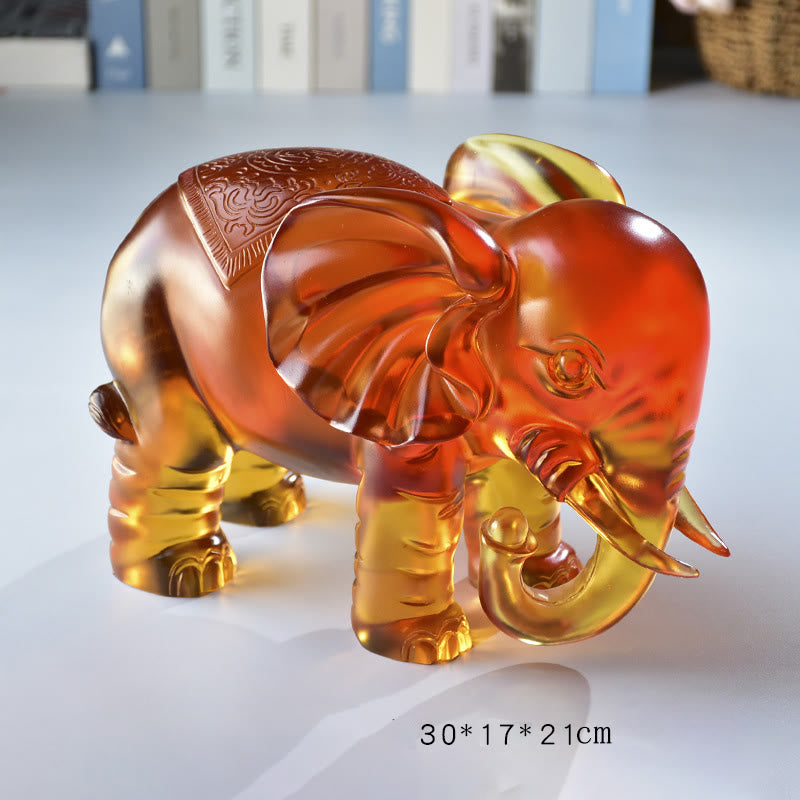 Buddha Stones, cristal amarillo Liuli, trompa de elefante, diseño de arriba abajo, fuerza, decoración del hogar - Elefante extra grande (trompa hacia abajo) 30 x 17 x 21 cm - image 17