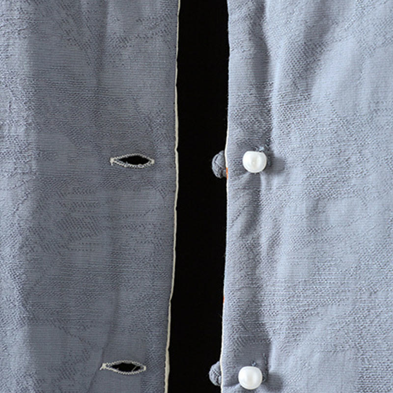 Chaqueta de algodón grueso de manga larga para mujer con estampado de Buddha Stones, botones de rana y color liso, con puños florales. - image 4