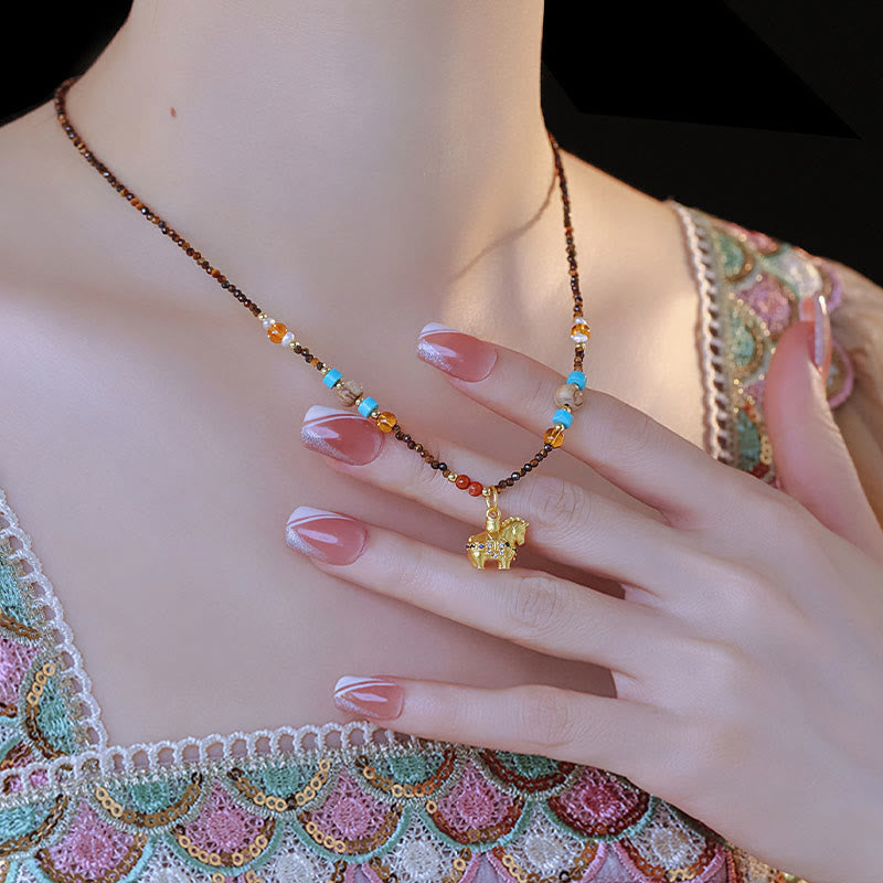 Collar con colgante de protección contra el ojo de tigre con Buddha Stones, año dorado del caballo - image 7