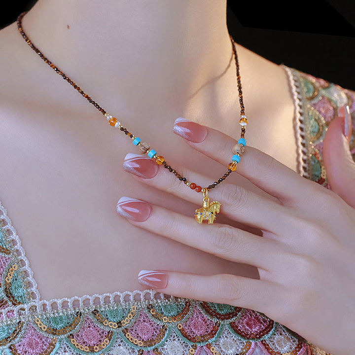 Collar con colgante de protección contra el ojo de tigre con Buddha Stones, año dorado del caballo - image 10