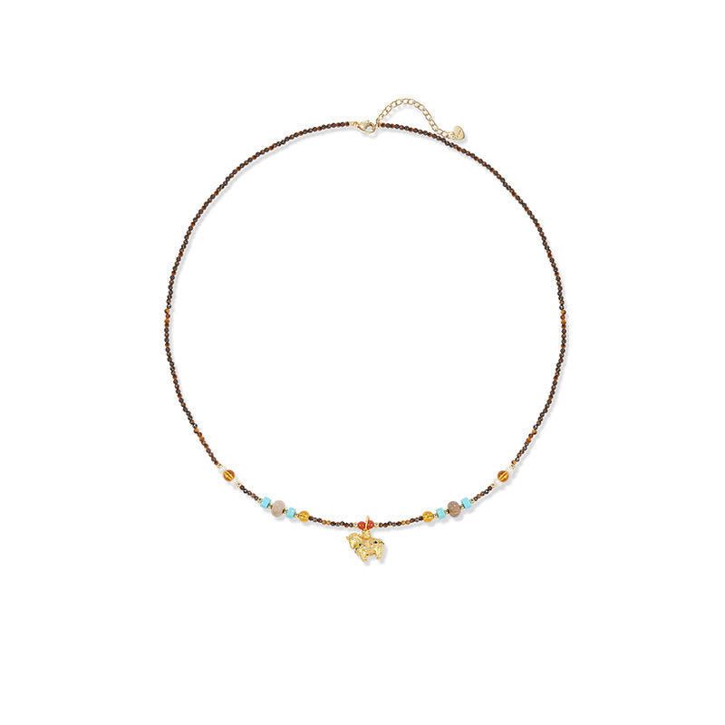 Collar con colgante de protección contra el ojo de tigre con Buddha Stones, año dorado del caballo - image 6