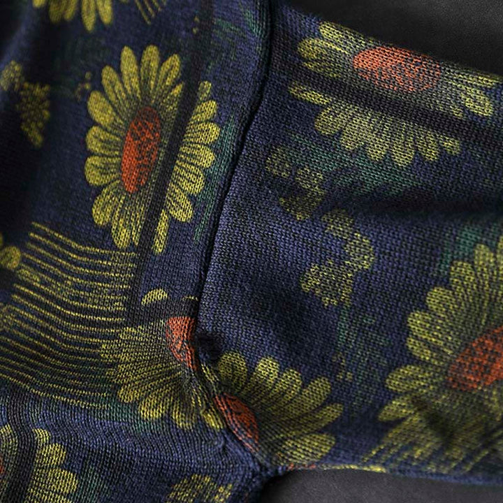 Suéter de algodón para mujer con cuello alto y manga larga, estampado de girasoles y Buddha Stones - image 8