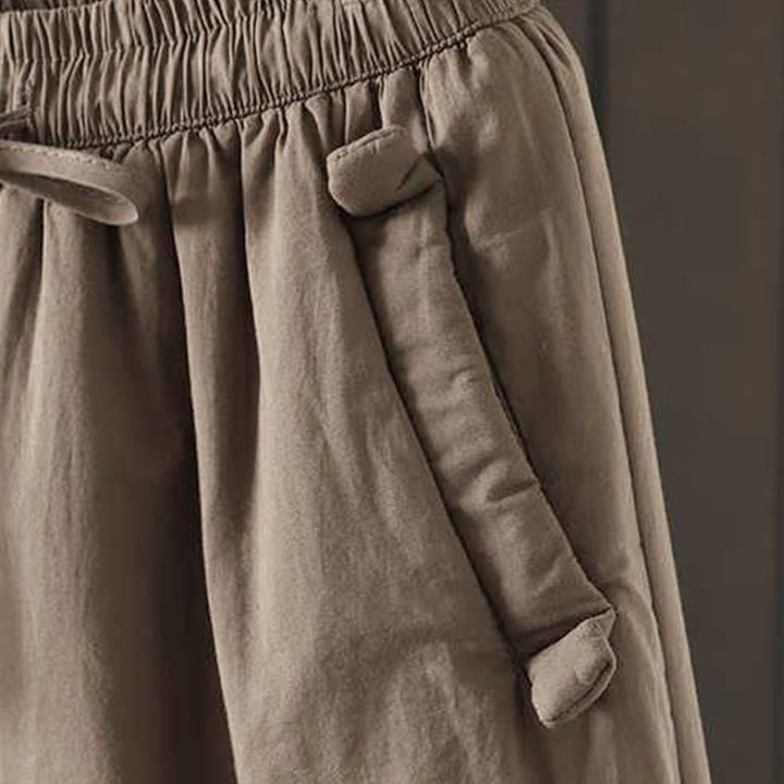 Pantalones térmicos tipo harem de invierno para mujer Buddha Stones, con forro polar y cordón ajustable, con bolsillos. - image 5