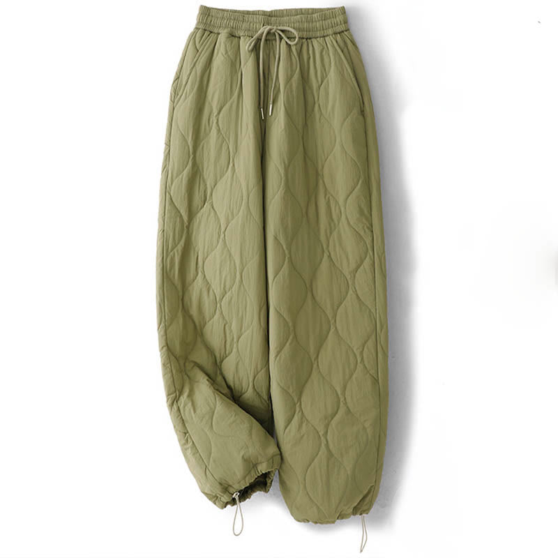 Pantalones térmicos gruesos para mujer Buddha Stones, lisos, con puño elástico, cordón ajustable y bolsillos. - image 11