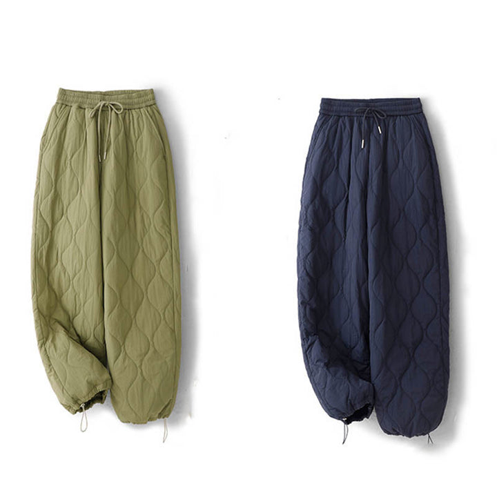 Pantalones térmicos gruesos para mujer Buddha Stones, lisos, con puño elástico, cordón ajustable y bolsillos. - image 26