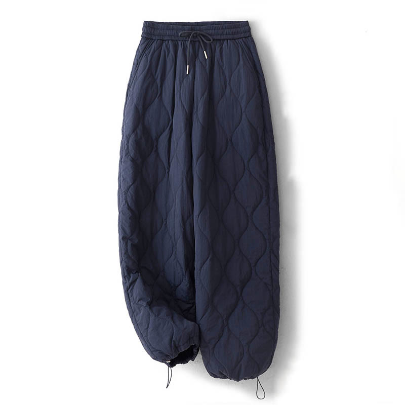 Pantalones térmicos gruesos para mujer Buddha Stones, lisos, con puño elástico, cordón ajustable y bolsillos. - image 2