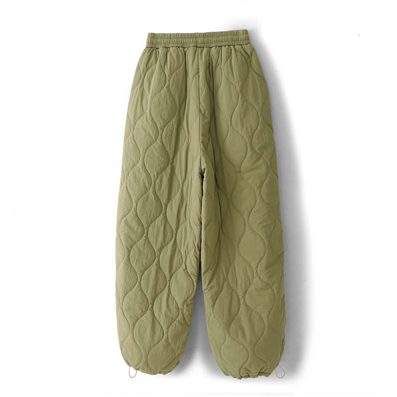 Pantalones térmicos gruesos para mujer Buddha Stones, lisos, con puño elástico, cordón ajustable y bolsillos. - image 12