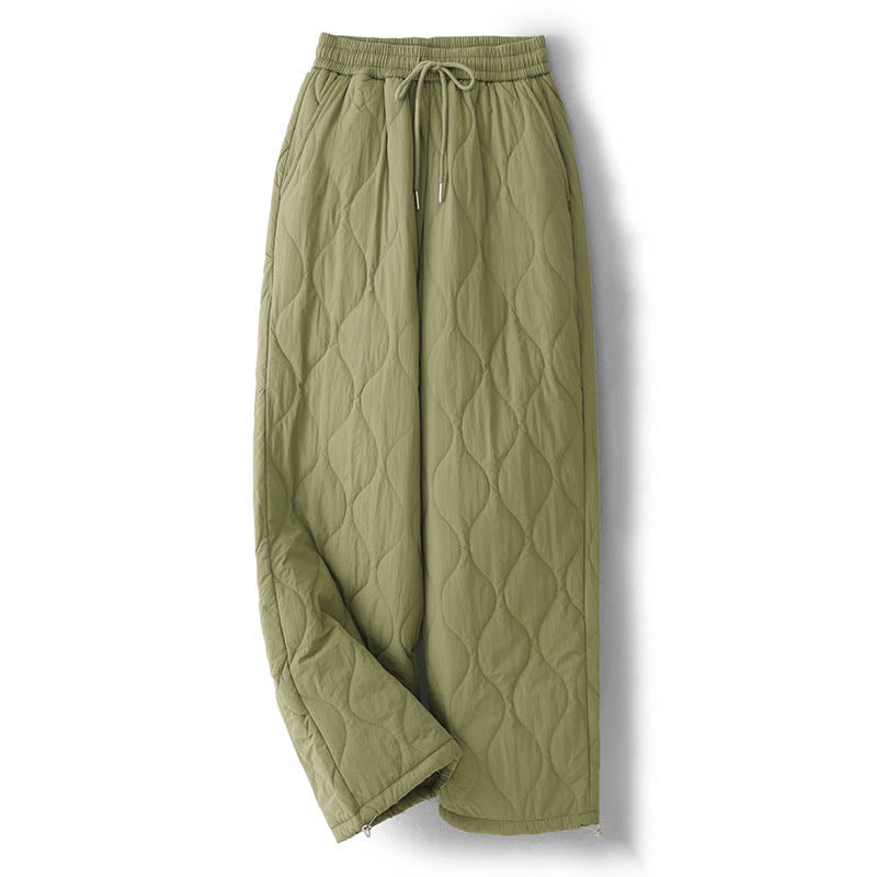 Pantalones térmicos gruesos para mujer Buddha Stones, lisos, con puño elástico, cordón ajustable y bolsillos. - Verde oliva - US8-10，UK/AU12-14，EU40-42 (2XL) - image 10