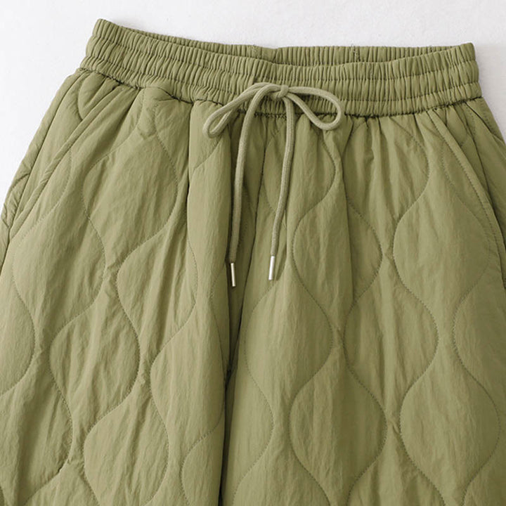 Pantalones térmicos gruesos para mujer Buddha Stones, lisos, con puño elástico, cordón ajustable y bolsillos. - image 13