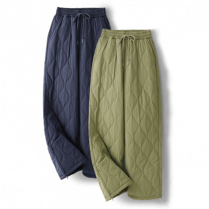 Pantalones térmicos gruesos para mujer Buddha Stones, lisos, con puño elástico, cordón ajustable y bolsillos. - image 0