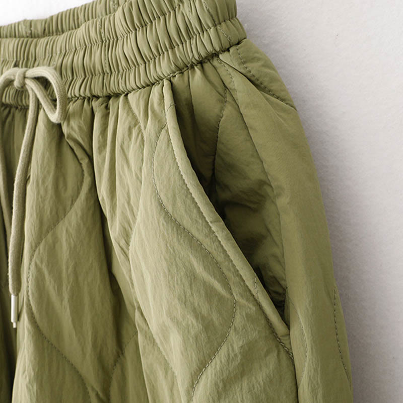 Pantalones térmicos gruesos para mujer Buddha Stones, lisos, con puño elástico, cordón ajustable y bolsillos. - image 15