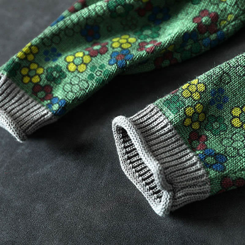 Suéter de manga larga para mujer, de algodón, con bolsillos, tejido con estampado de flores coloridas y Buddha Stones. - image 11