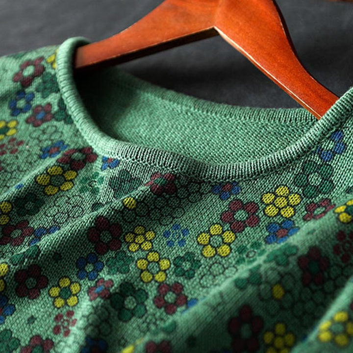 Suéter de manga larga para mujer, de algodón, con bolsillos, tejido con estampado de flores coloridas y Buddha Stones. - image 6