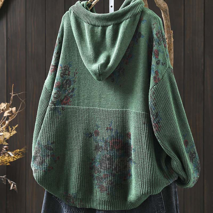 Suéter de manga larga con capucha y estampado floral para mujer de Buddha Stones - image 13