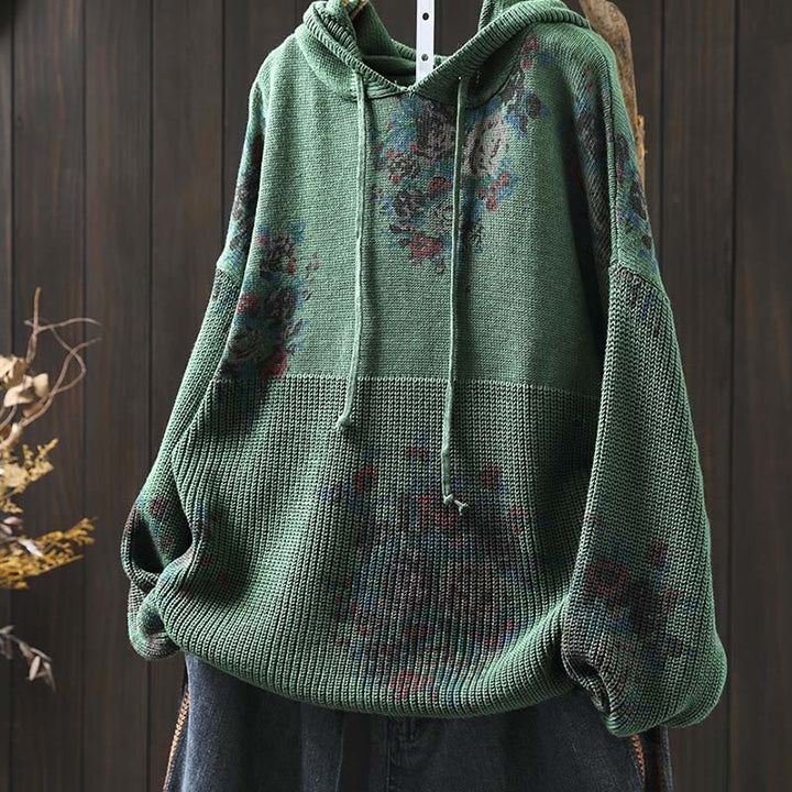 Suéter de manga larga con capucha y estampado floral para mujer de Buddha Stones - image 12