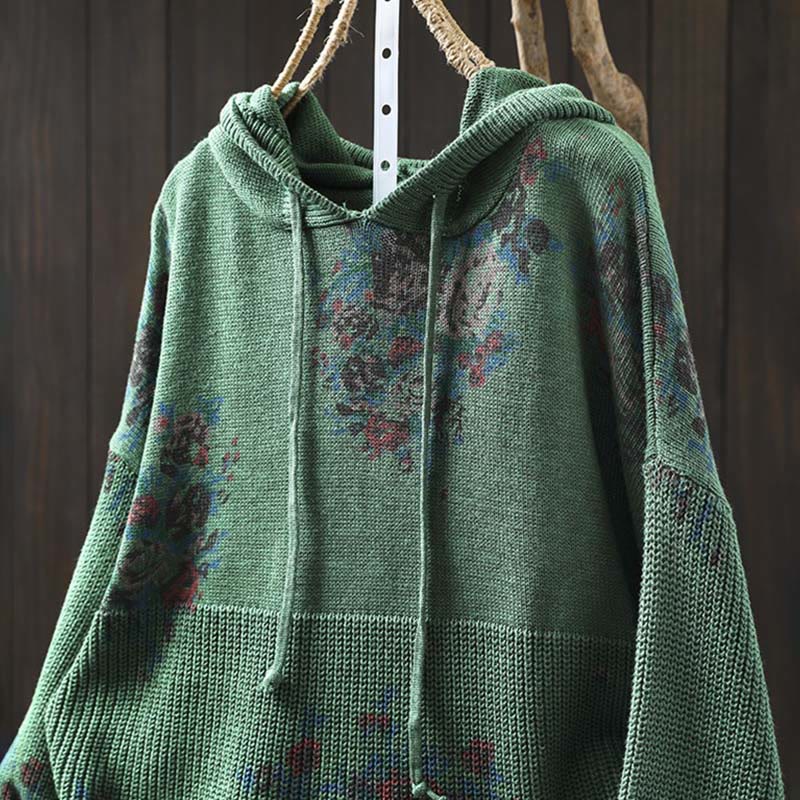 Suéter de manga larga con capucha y estampado floral para mujer de Buddha Stones - image 14