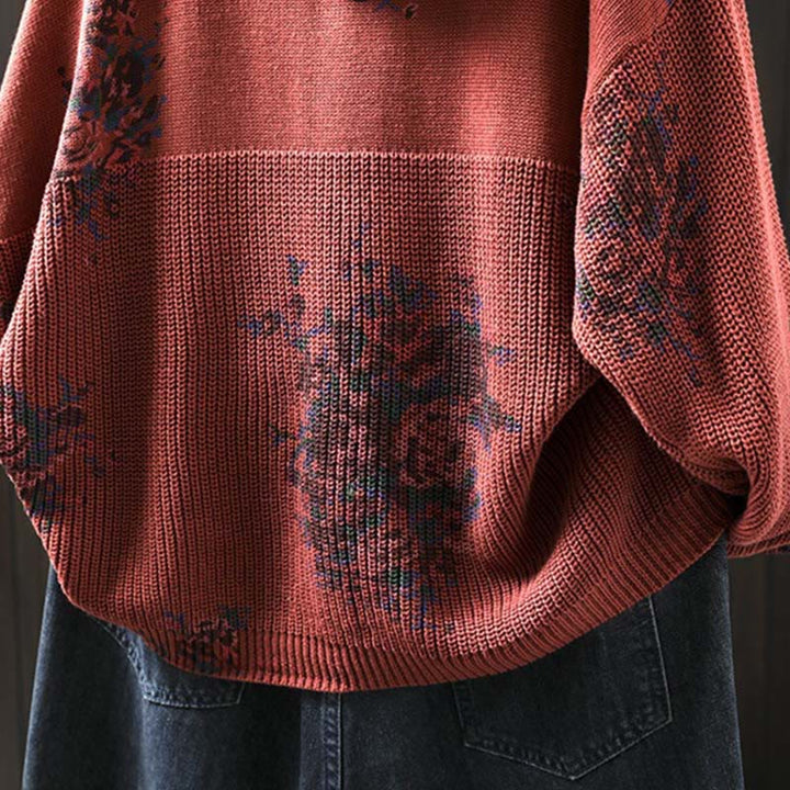 Suéter con capucha de manga larga de algodón floral de punto para mujer Buddha Stones - image 9