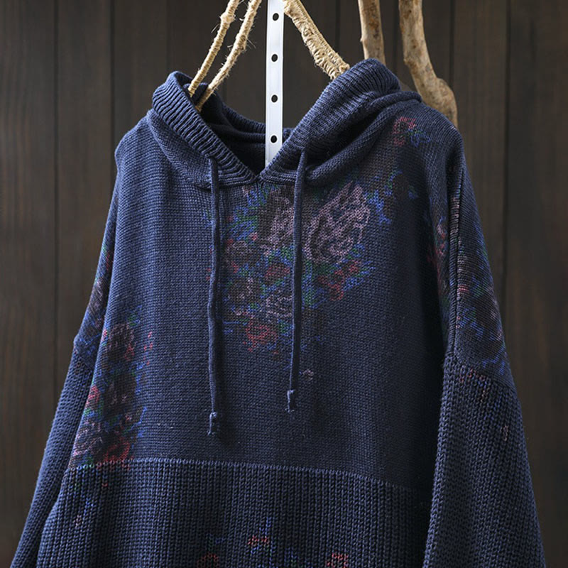 Suéter con capucha de manga larga de algodón floral de punto para mujer Buddha Stones - image 21