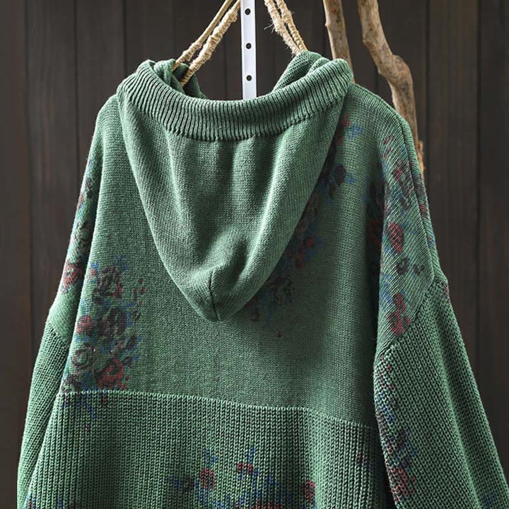 Suéter de manga larga con capucha y estampado floral para mujer de Buddha Stones - image 15