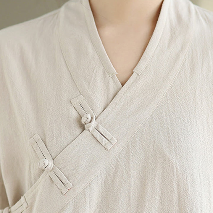 Conjunto de meditación zen para mujer con estampado de Buddha Stones : camiseta de manga larga con cuello en V y pantalón de pierna ancha. Incluye dos piezas. - image 6