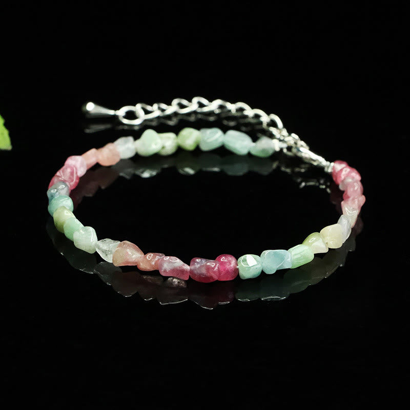Pulsera de cadena positiva con cuentas irregulares ultrafinas de turmalina de 4 mm y Buddha Stones - Turmalina (circunferencia de la muñeca: 14-16 cm) - image 0