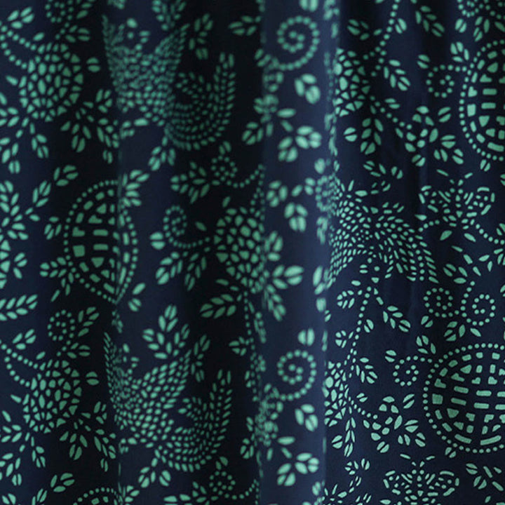 Vestido largo de algodón con cuello alto, manga larga, estampado floral con Buddha Stones y bolsillos. - image 7