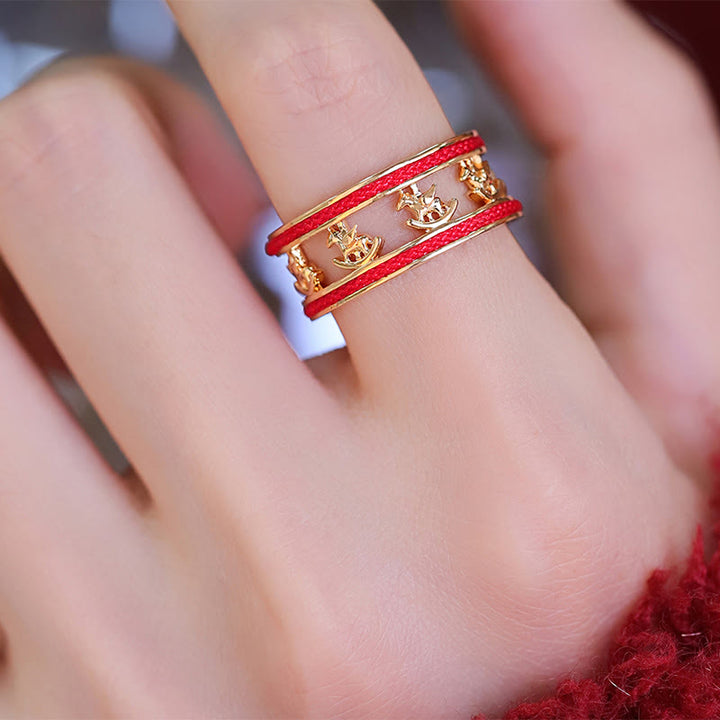 Anillo de cobre con Buddha Stones para la suerte del Año Dorado del Caballo - image 8