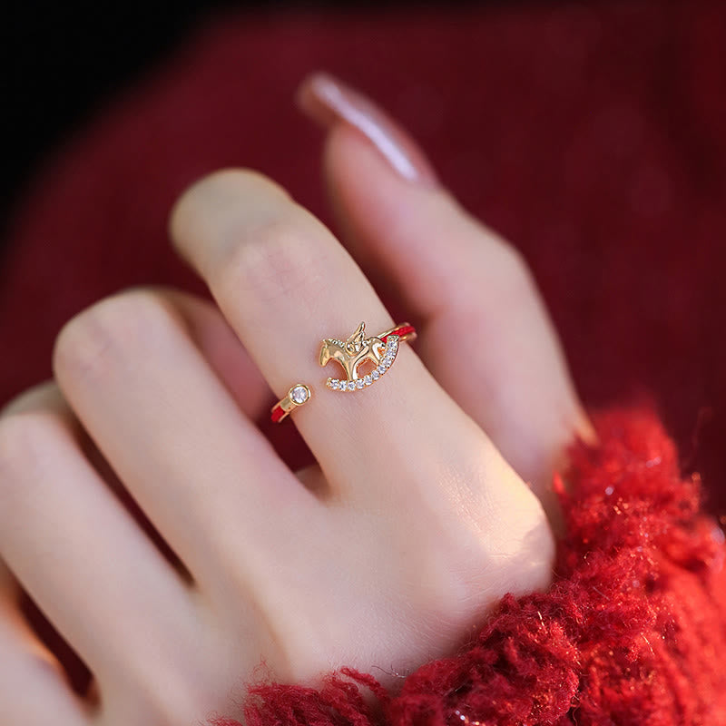 Anillo de hilo rojo de cobre dorado con Buddha Stones para abrir el año del caballo - image 3