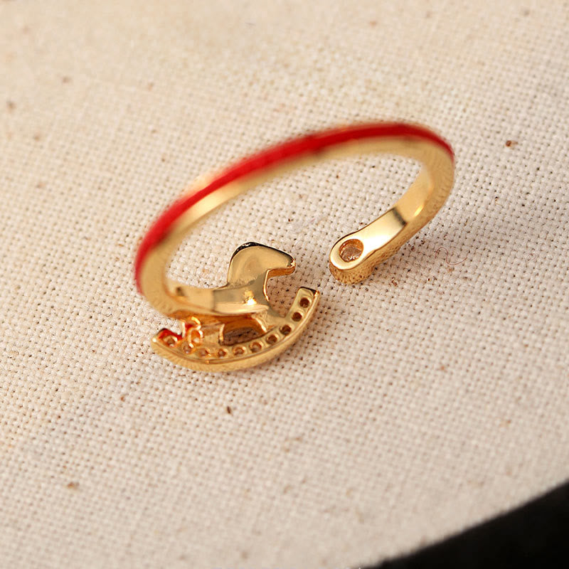Anillo de hilo rojo de cobre dorado con Buddha Stones para abrir el año del caballo - image 1