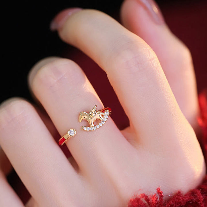 Anillo de hilo rojo de cobre dorado con Buddha Stones para abrir el año del caballo - image 4