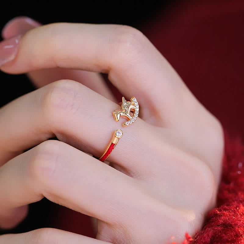 Anillo de hilo rojo de cobre dorado con Buddha Stones para abrir el año del caballo - image 10