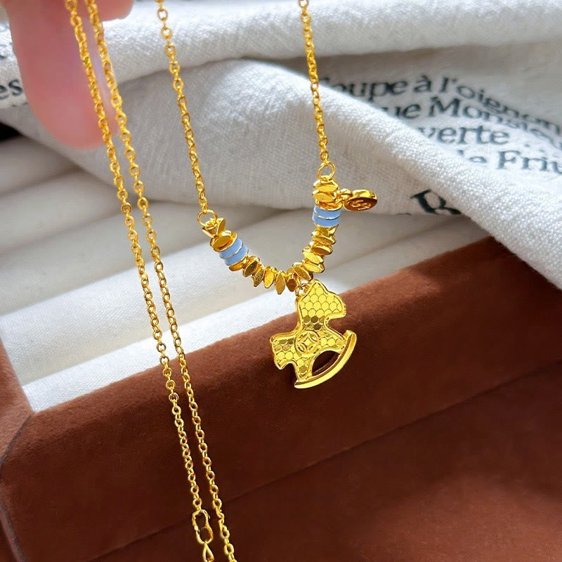 Collar con colgante de cobre del Año del Caballo Dorado con Buddha Stones para el equilibrio y la suerte - image 4