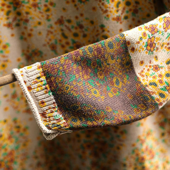 Suéter de punto con cuello alto y manga larga para mujer, de algodón con estampado floral y bajo acanalado, de Buddha Stones - image 8