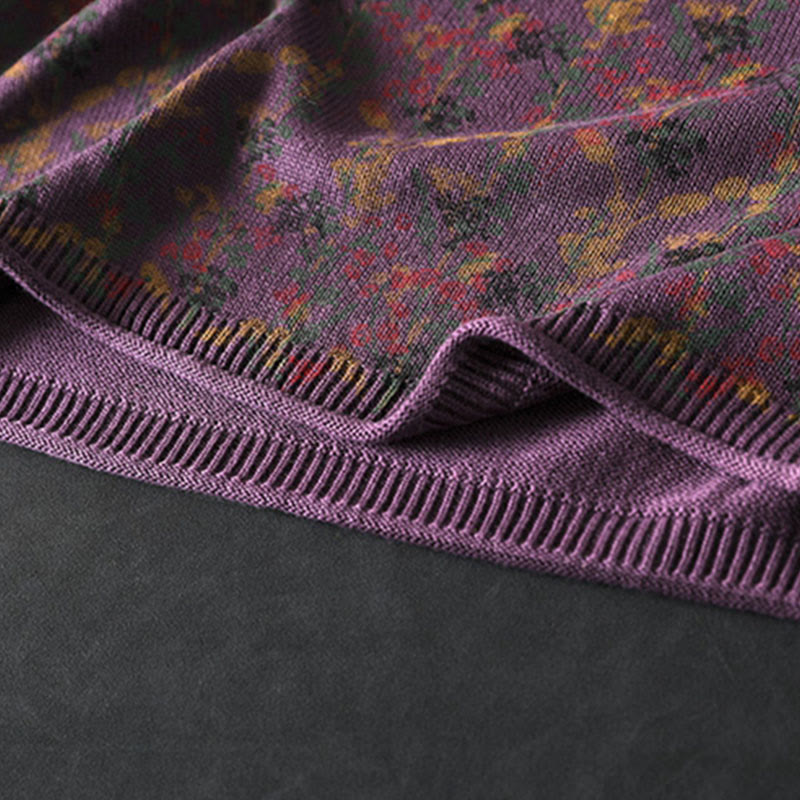 Suéter de algodón para mujer con cuello alto y manga larga, estampado de plantas y Buddha Stones). - image 14