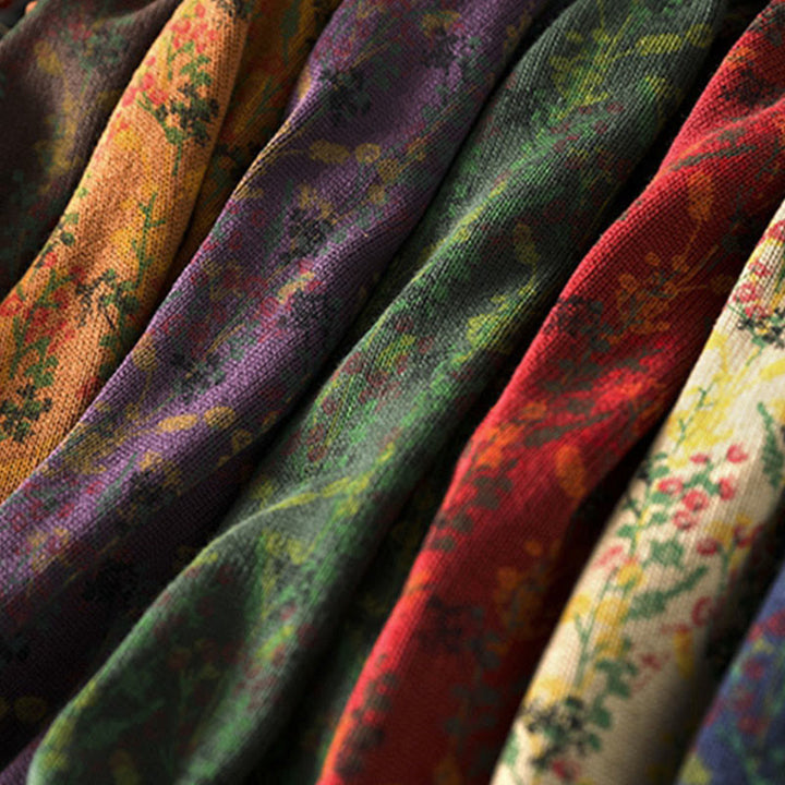 Suéter de algodón para mujer con cuello alto y manga larga, estampado de plantas y Buddha Stones). - image 24