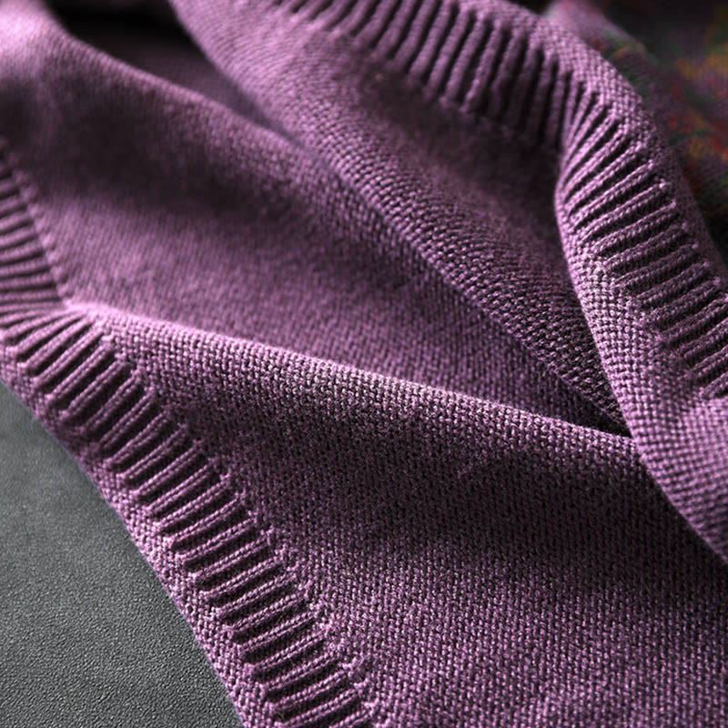 Suéter de algodón para mujer con cuello alto y manga larga, estampado de plantas y Buddha Stones). - image 15