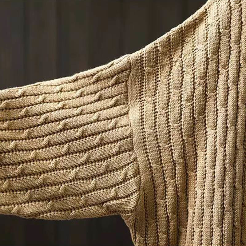 Suéter de algodón para mujer con cuello redondo y manga larga, diseño patchwork de Buddha Stones para invierno - image 6