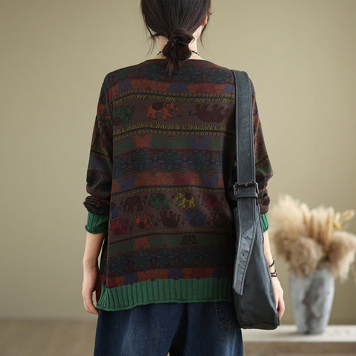 Suéter de manga larga para mujer, de algodón, con bolsillos, estampado de elefantes y Buddha Stones. - image 15