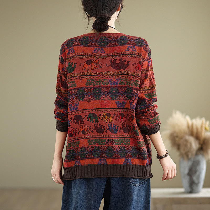 Suéter de manga larga para mujer, de algodón, con bolsillos, estampado de elefantes y Buddha Stones. - image 20