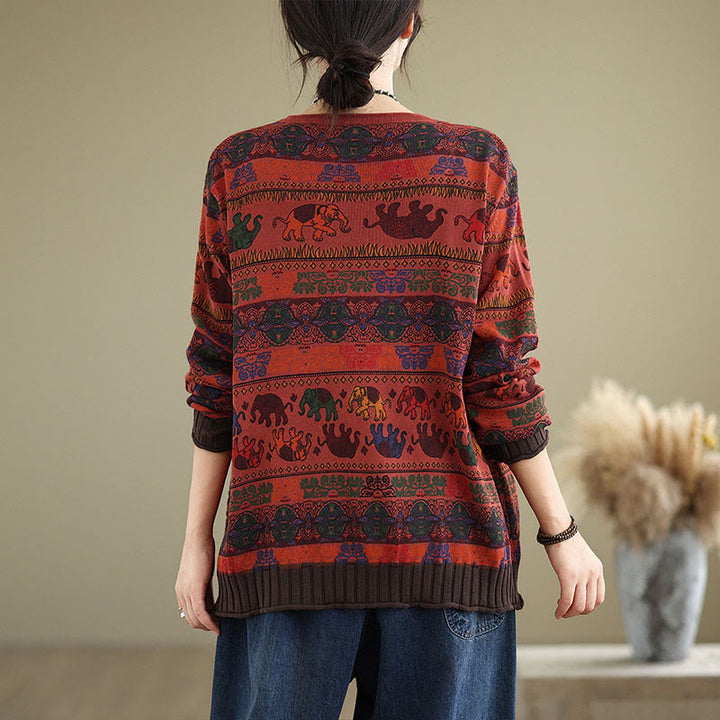 Suéter de manga larga para mujer, de algodón, con bolsillos, estampado de elefantes y Buddha Stones. - image 20