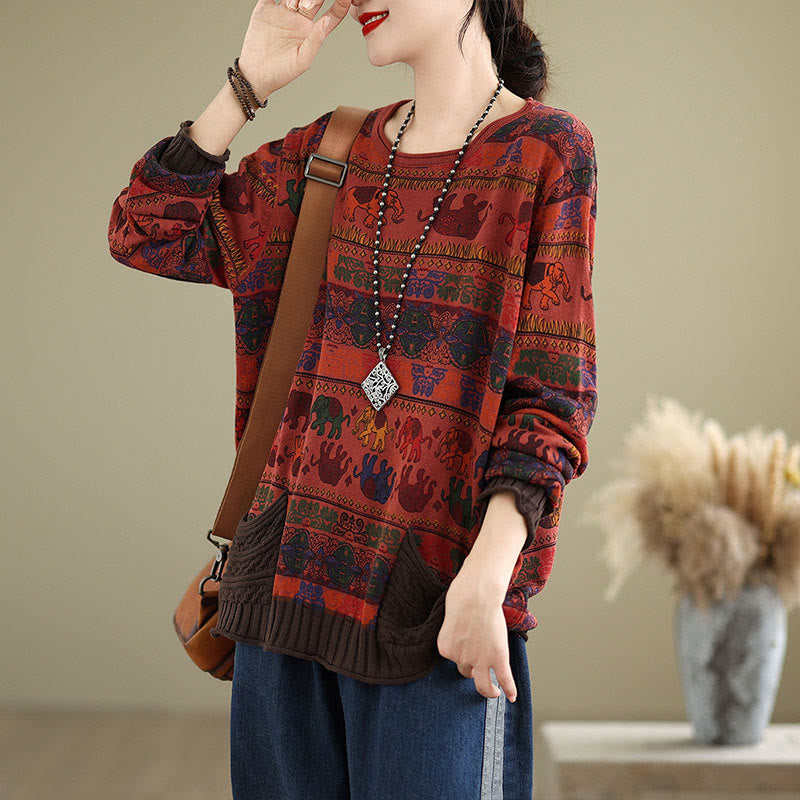Suéter de manga larga para mujer, de algodón, con bolsillos, estampado de elefantes y Buddha Stones. - image 22