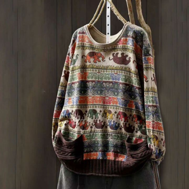 Suéter de manga larga para mujer, de algodón, con bolsillos, estampado de elefantes y Buddha Stones. - image 5