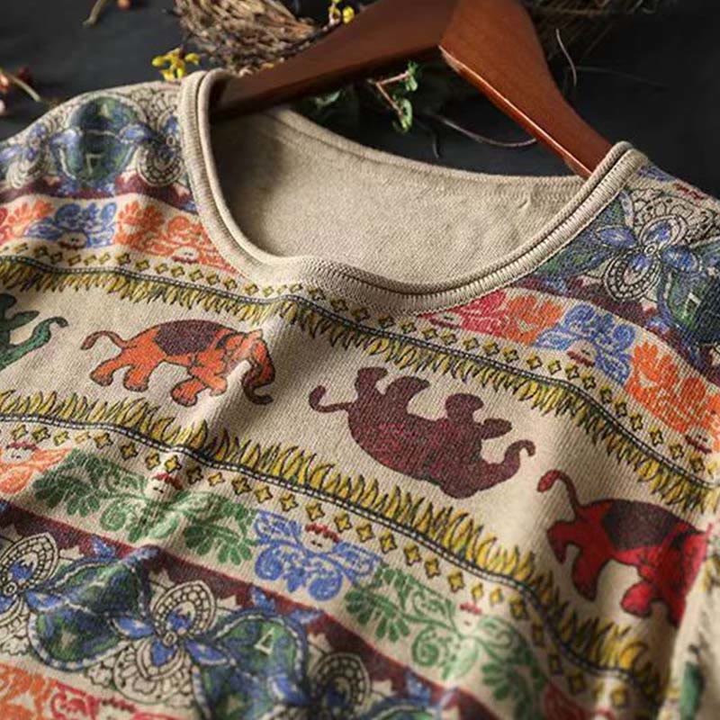 Suéter de manga larga para mujer, de algodón, con bolsillos, estampado de elefantes y Buddha Stones. - image 7
