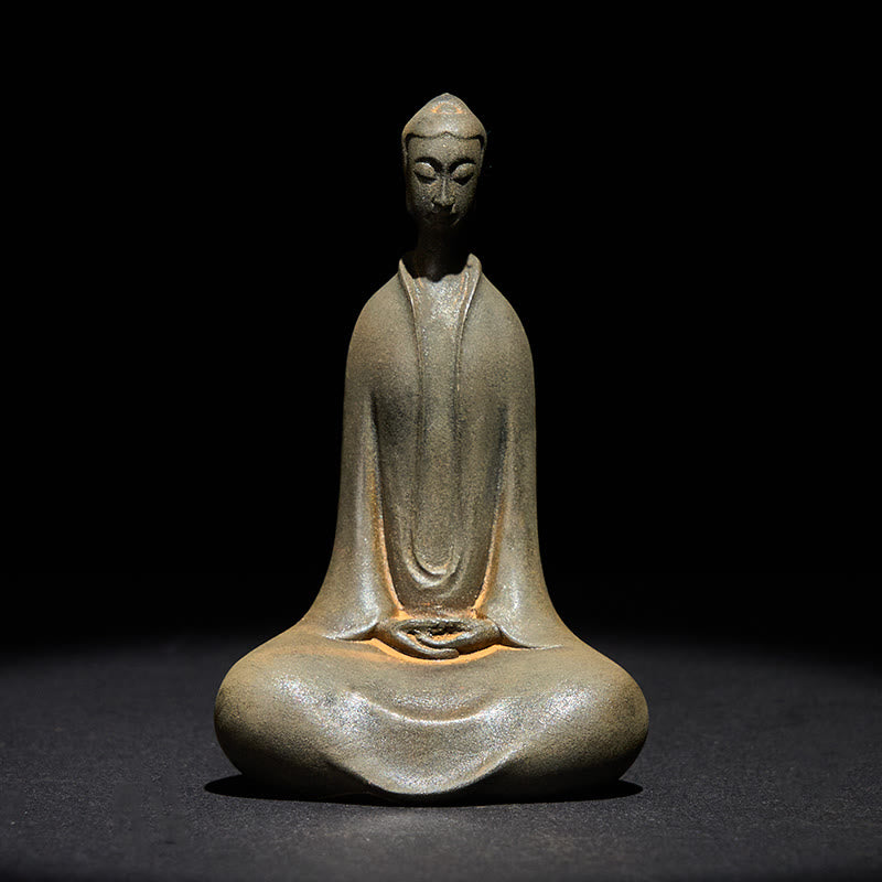 Buddha Stones Estatua de Resina Hecha a Mano de Buda Sakyamuni de Polvo de Hierro Oxidado Decoración para el Hogar - Óxido Buda Sakyamuni 9,5*5,8*3,6 cm - image 0