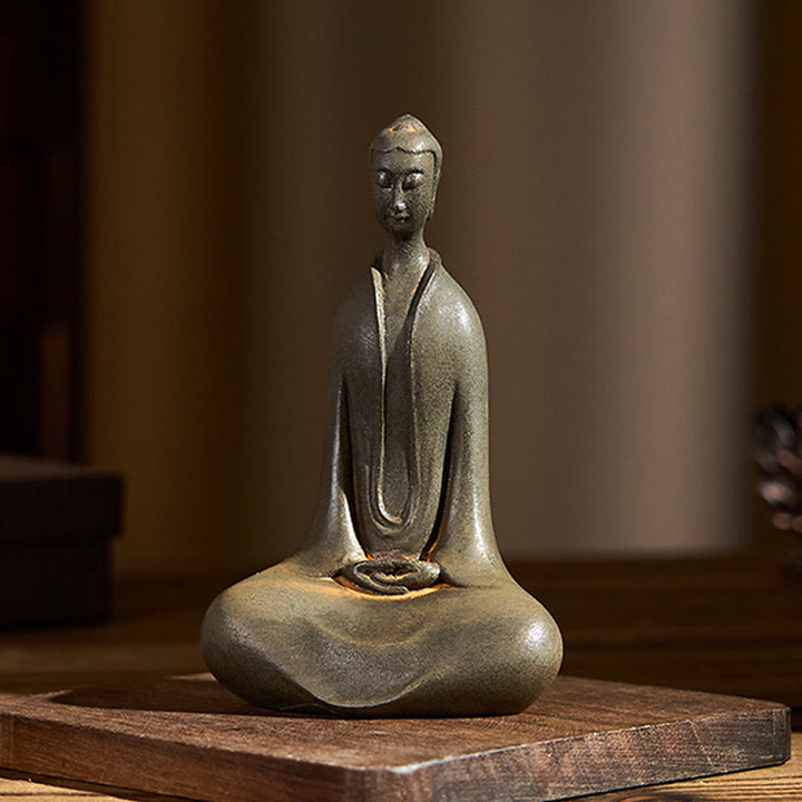 Buddha Stones Estatua de Resina Hecha a Mano de Buda Sakyamuni de Polvo de Hierro Oxidado Decoración para el Hogar - image 2