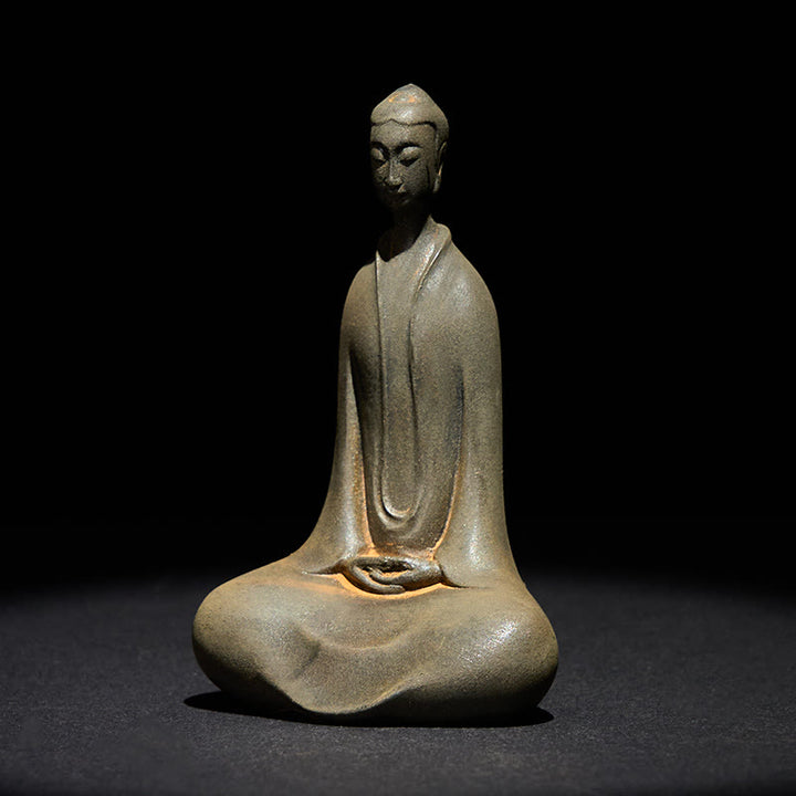 Buddha Stones Estatua de Resina Hecha a Mano de Buda Sakyamuni de Polvo de Hierro Oxidado Decoración para el Hogar - image 1